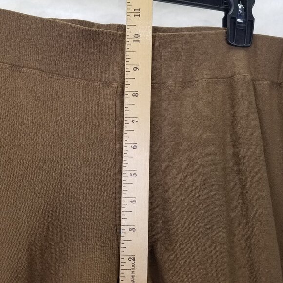 EILEEN FISHER Ponte Knit Pants Women L Pull on Cropped Crepe Stretch Cocoa Brown - Picture 11 of 12